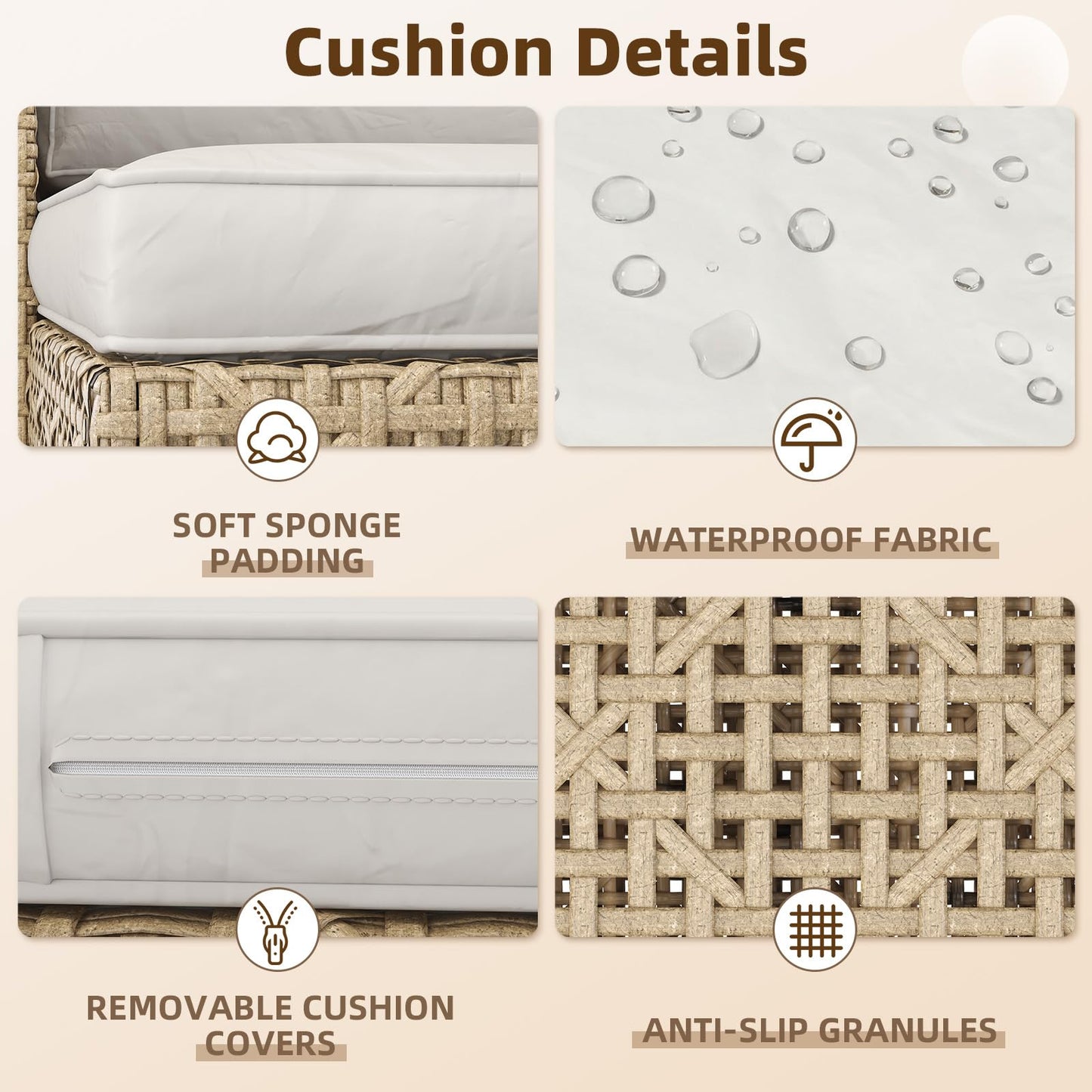 YODOLLA Small Outdoor Patio Furniture Set, 3 Pieces All Weather Wicker Rattan Sectional Sofa