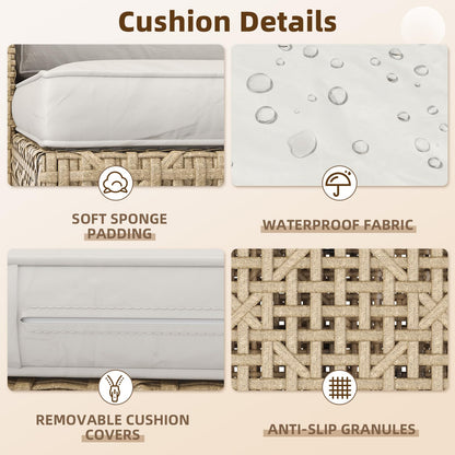 YODOLLA Small Outdoor Patio Furniture Set, 3 Pieces All Weather Wicker Rattan Sectional Sofa