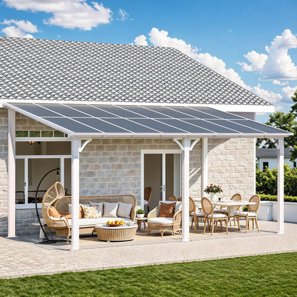 YODOLLA 16'x8' Wall Mounted Gazebos Pergola, White