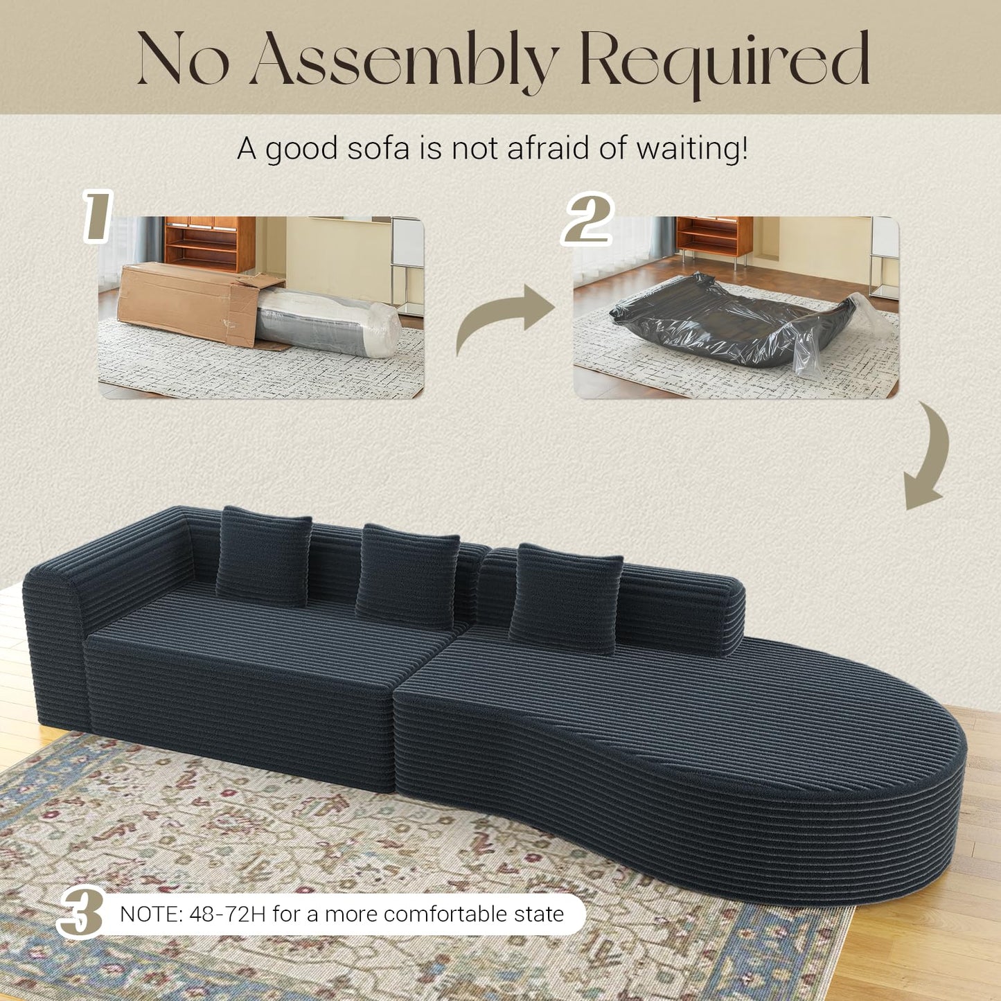 YODOLLA 134’’ Modern Sectional Couches 1400LBS Oversized L-Shaped Curved Sofa