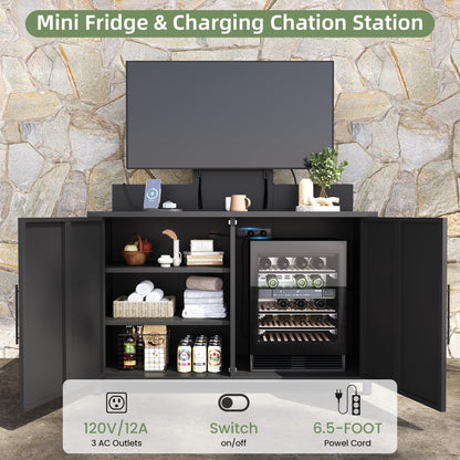 YODOLLA Outdoor Storage Cabinet with TV Mount for 40–85 Inch Tvs