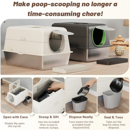 YODOLLA Extra Large Enclosed Stainless Steel Cat Litter Box Enclosure with Lid