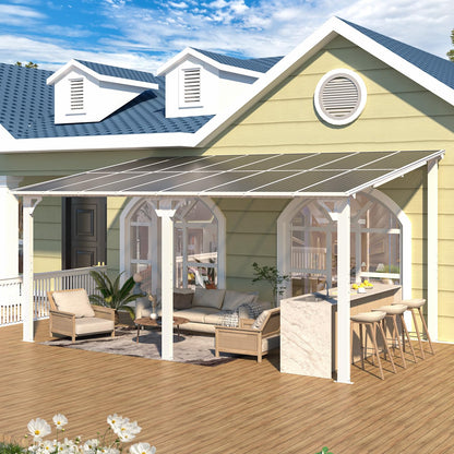 YODOLLA 16'x10' Wall Mounted Gazebos Pergola, White