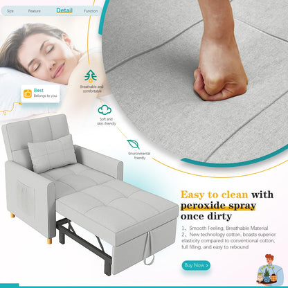 YODOLLA 3 in 1 Chair Bed Sleeper for Adults, Gray