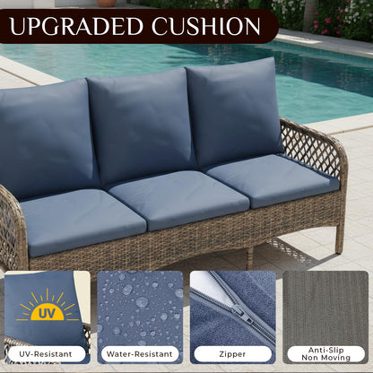 YODOLLA 6PCS Wicker Conversation Set Patio Furniture Set Outdoor Sectional Sofa Couch