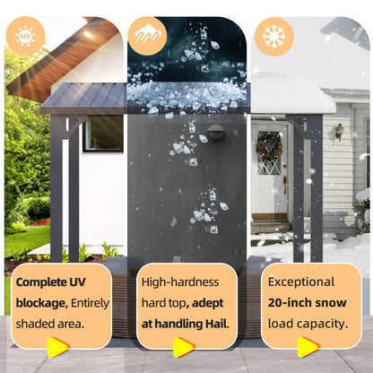 YODOLLA 14' x 8' Outdoor Hardtop Metal Gazebo Lean to Galvanized Steel Wall Mounted Pergolas