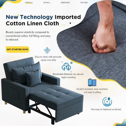 YODOLLA 36" Convertible Chair Bed, Blue