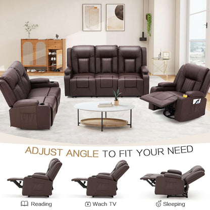 YODOLLA 3 PCS Leather Recliner Sofa Set