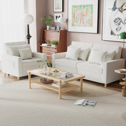 YODOLLA 36" Convertible Chair Bed, Teddy White