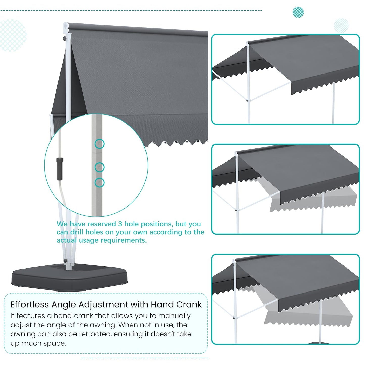 YODOLLA 13'x10' Dual Side Awnings Free Standing Retractable Awning with Weighted Base