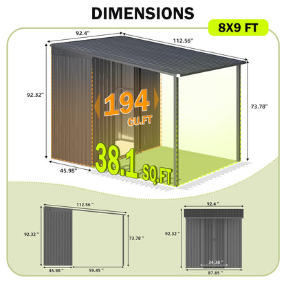 YODOLLA 5'x8' Metal Outdoor Grill Gazebo & 215 Cu.ft Lean to Storage Shed