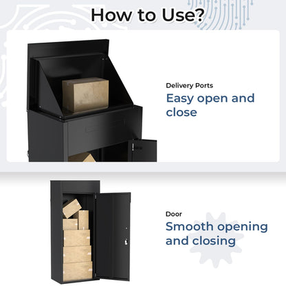 YODOLLA Package Delivery Box for Outside, Black (47.2"x13.8"x19.7")
