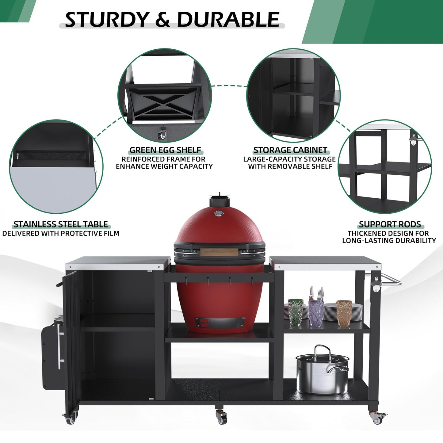 YODOLLA 69.7" Outdoor Grill Table Stainless Steel Grill Cart