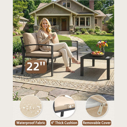 YODOLLA Metal Patio Furniture Set, 7 Seats Modern Outdoor Furniture