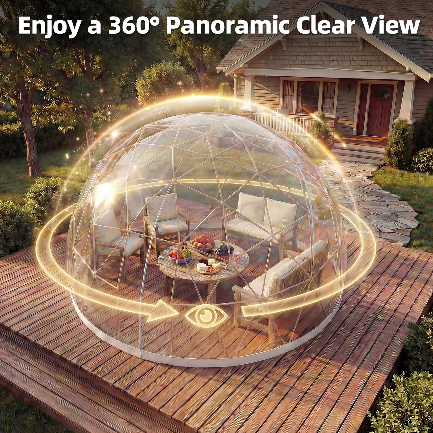 YODOLLA Igloo Tent Dome for Winter, Outdoor 12x12 Clear Bubble Tent for 4–7 People