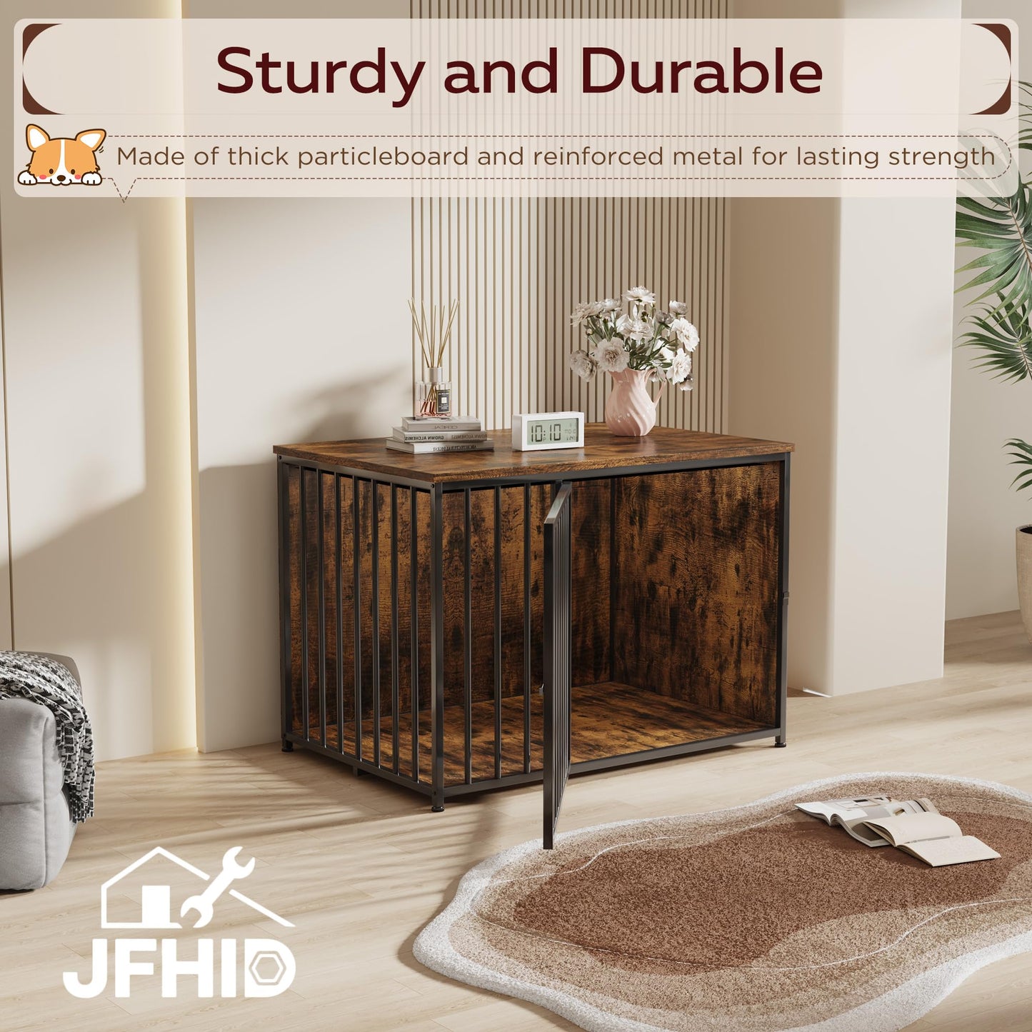 YODOLLA 42 Inch Dog Crate Furniture Pet Cage End Table