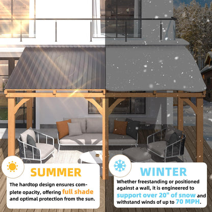 YODOLLA 10' x 10' Outdoor Wood Ceder Gazebo Lean to Hardtop Pergolas