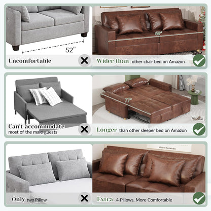 YODOLLA Comfortable 3-1 Convertible Sofa Bed,Brown
