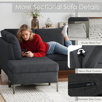 YODOLLA Sectional Couch with Ottoman Convertible Corner Couches with Armrest Storage