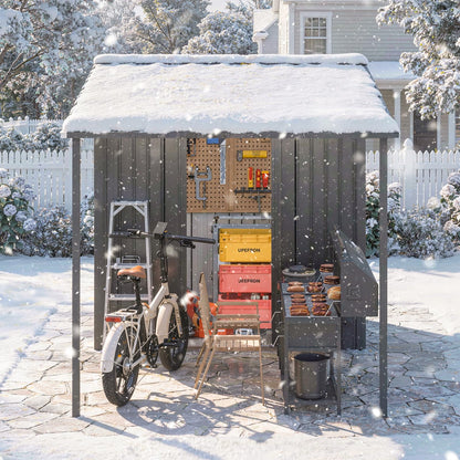 YODOLLA 5'x8' Metal Outdoor Grill Gazebo & 215 Cu.ft Lean to Storage Shed