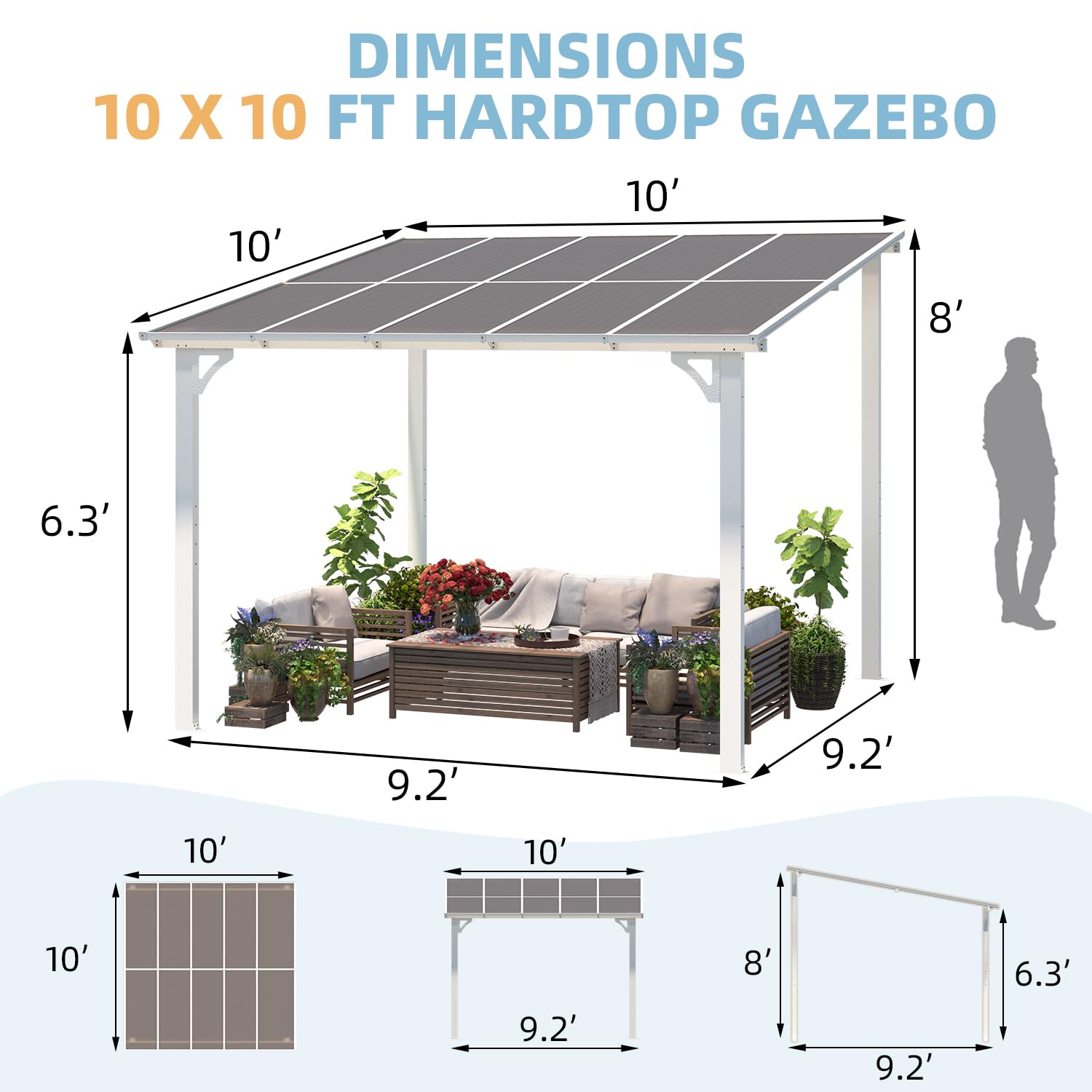 YODOLLA White 10x10 Pergola Gazebo
