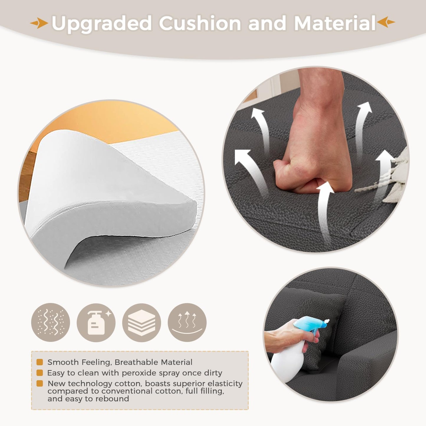 YODOLLA 36" Convertible Chair Bed, Black Leather