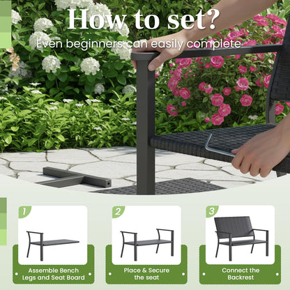 YODOLLA Outdoor Garden Bench,  Patio Loveseat with Backrest Armrests