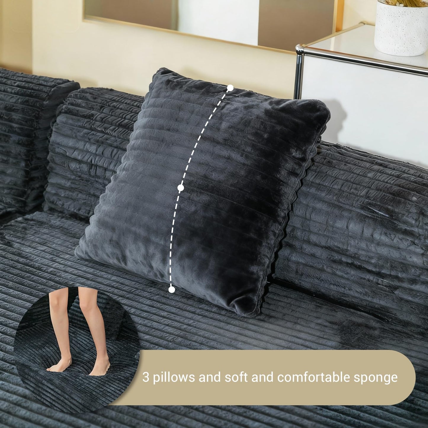 YODOLLA 134’’ Modern Sectional Couches 1400LBS Oversized L-Shaped Curved Sofa