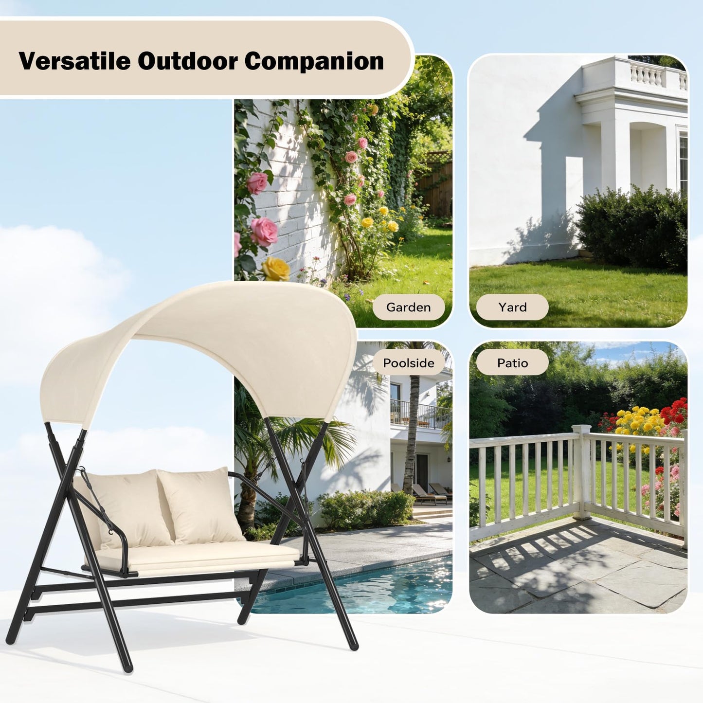 YODOLLA Outdoor Porch Swings 600LBS 2 Seat Patio Swings