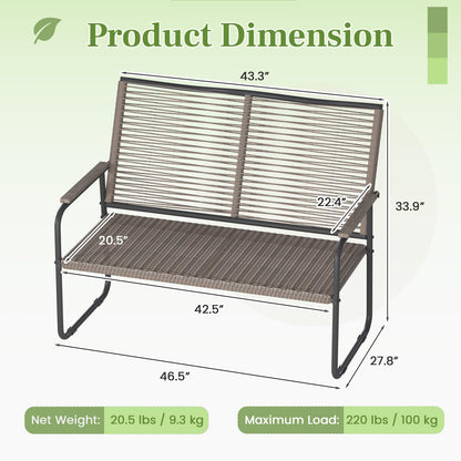 YODOLLA Outdoor Dining Set, Metal Frame Patio 2PCS (Vine Back Bench+Side Table)