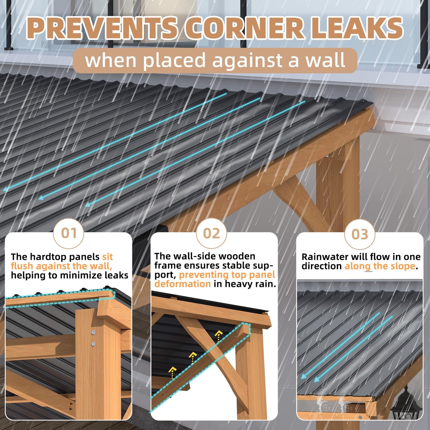 YODOLLA 10' x 10' Outdoor Wood Ceder Gazebo Lean to Hardtop Pergolas