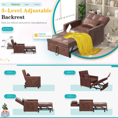 YODOLLA 3 in 1 Chair Bed Sleeper for Adults, Brown