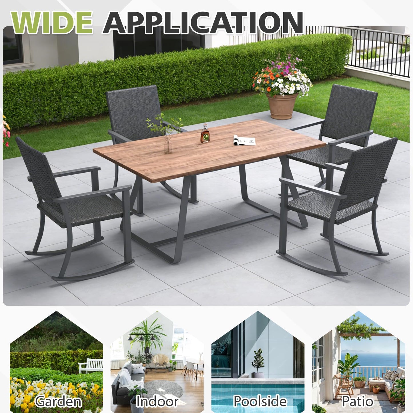 YODOLLA Outdoor Rattan Patio Chairs with Armrests and Metal Frame (1pcs)