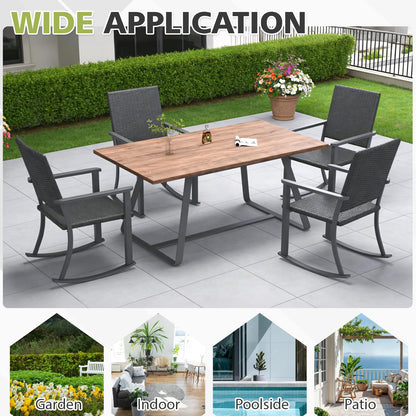 YODOLLA Outdoor Rattan Patio Chairs with Armrests and Metal Frame (1pcs)