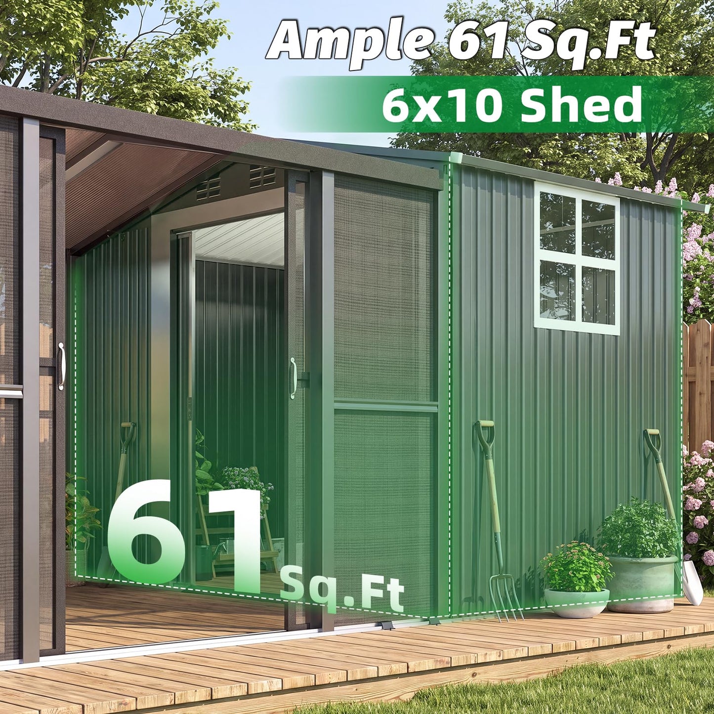 YODOLLA 10x10 Sunroom with 6x10 Shed with Window 2-in-1 Patio Shelter