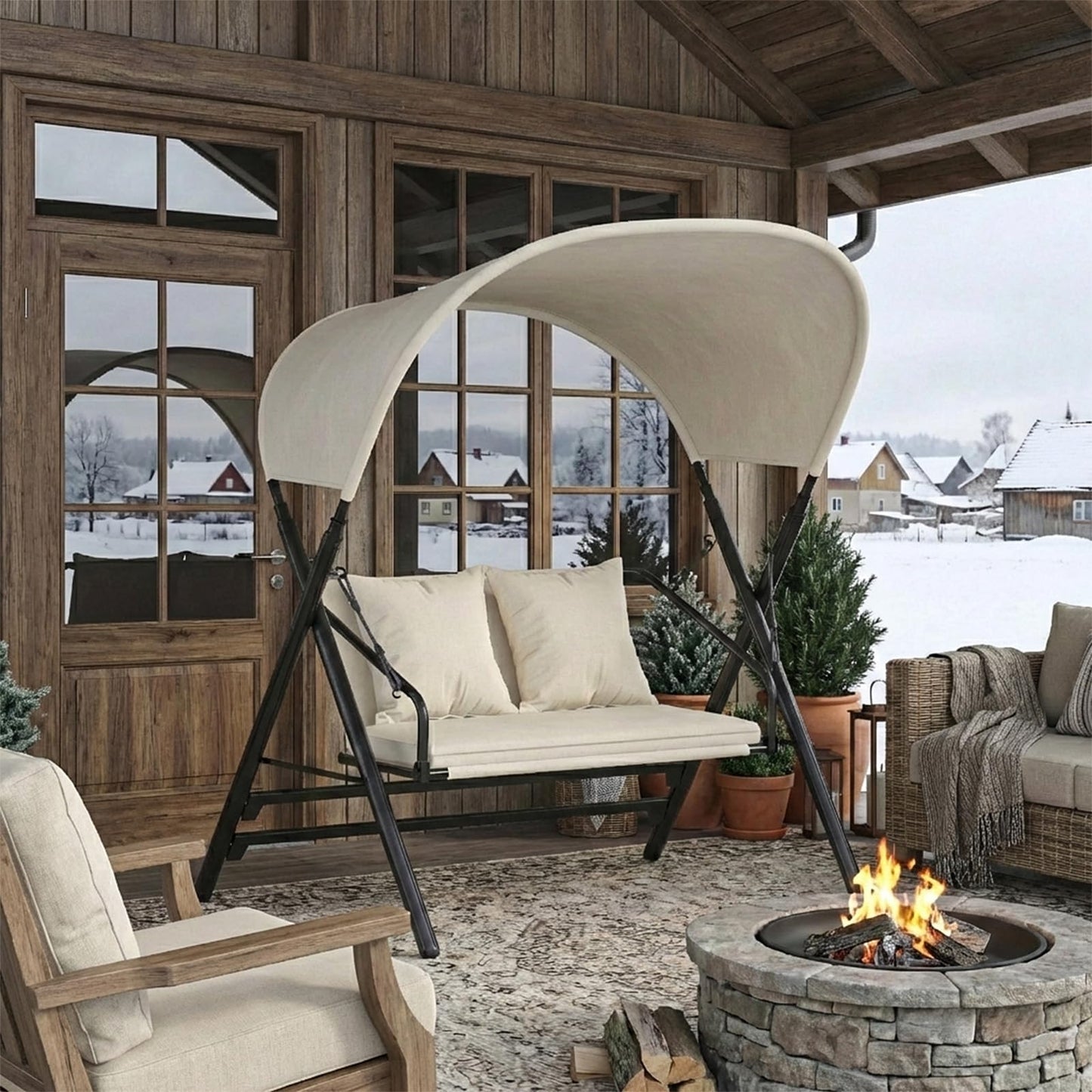 YODOLLA Outdoor Porch Swings 600LBS 2 Seat Patio Swings