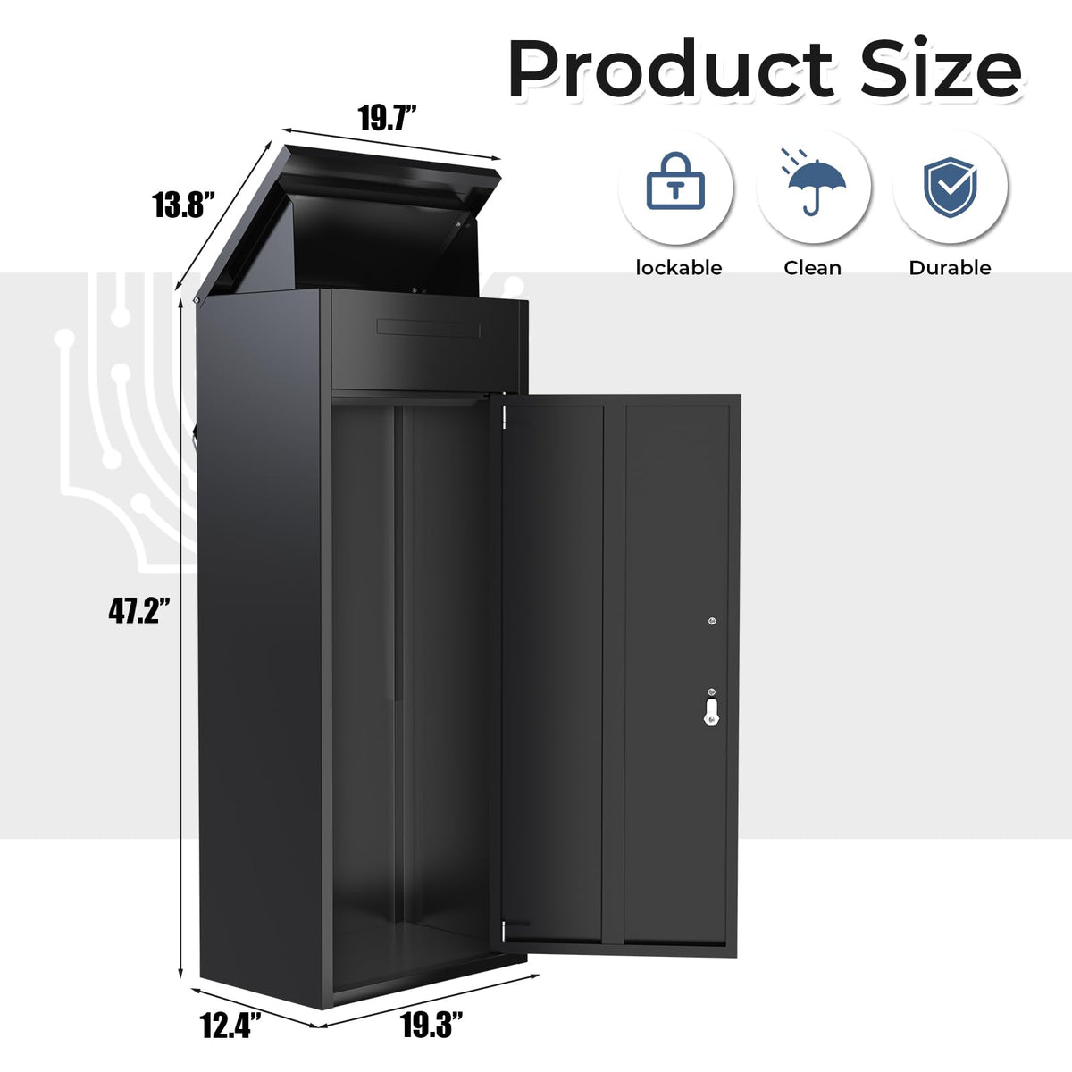 YODOLLA Package Delivery Box for Outside, Black (47.2"x13.8"x19.7")