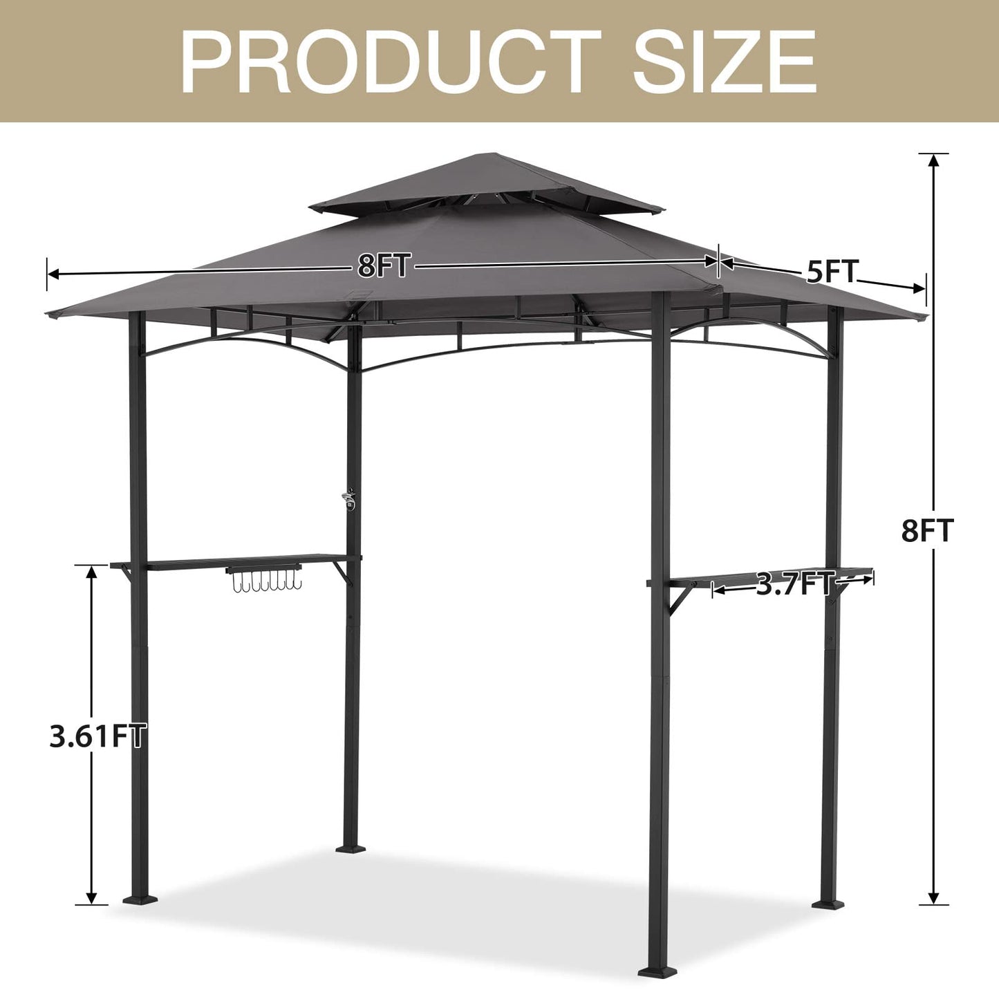 YODOLLA Dark Grey BBQ Grill Gazebo