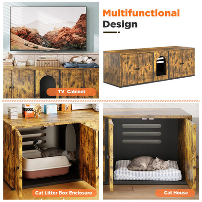 YODOLLA Cat Litter Box Enclosure with Double Room and Large Storage Space