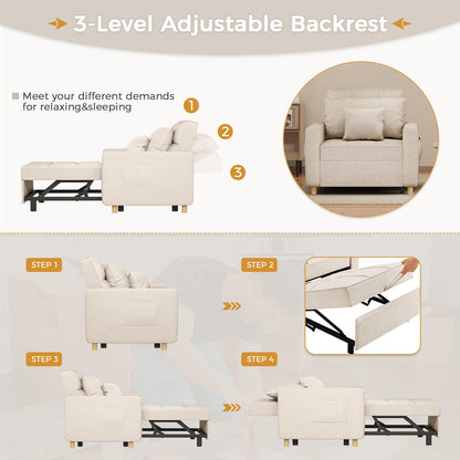 YODOLLA 3 in 1 Chair Bed Sleeper for Adults, Beige