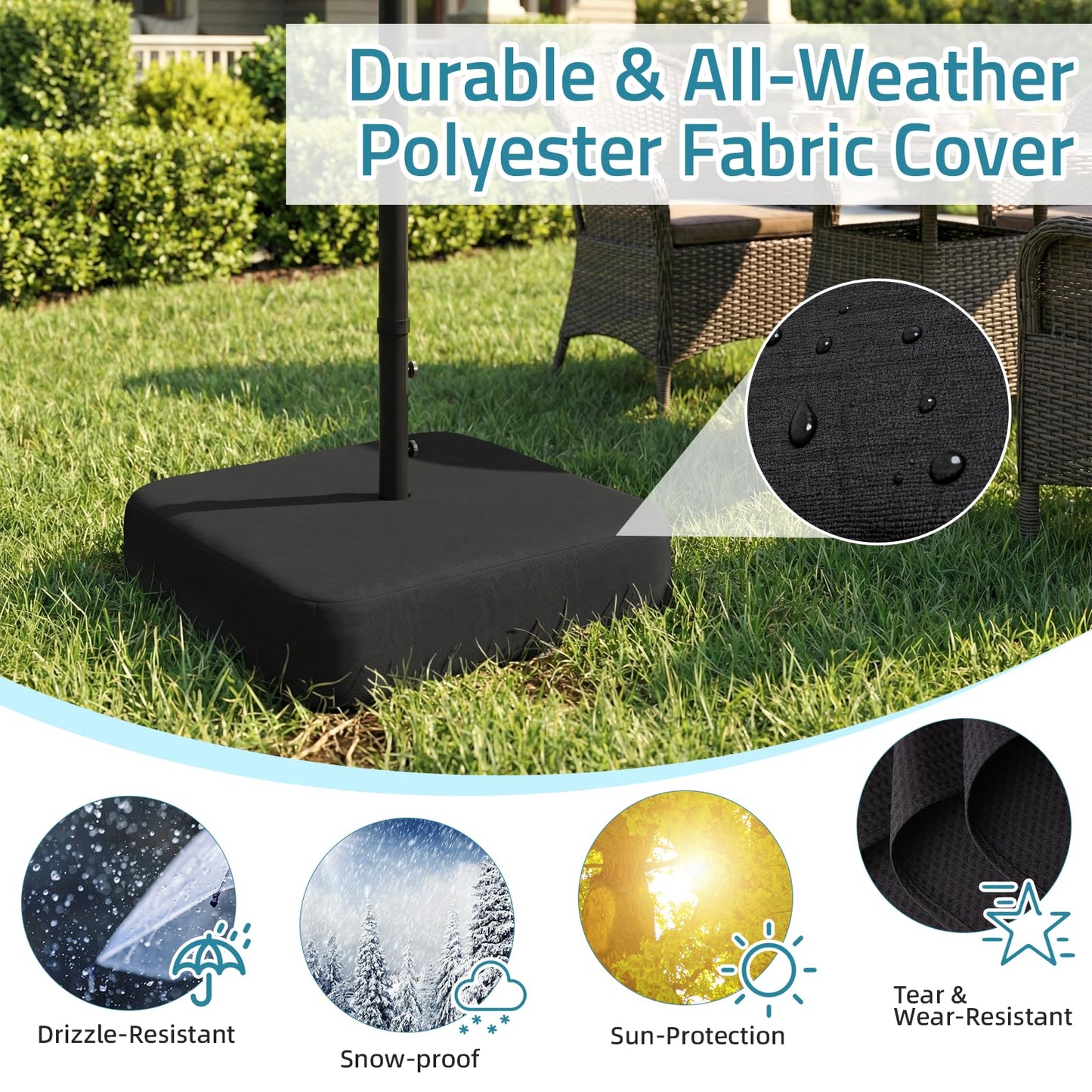 YODOLLA Patio Umbrella Base, 220 lbs Heavy Duty Sand with 2 Sandbags