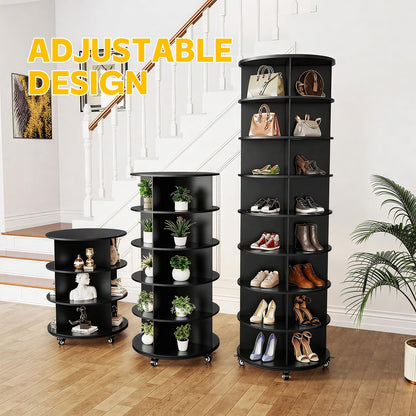 YODOLLA 8 Tier Rotating Shoe Rack Shoe Tower Organizer, Black