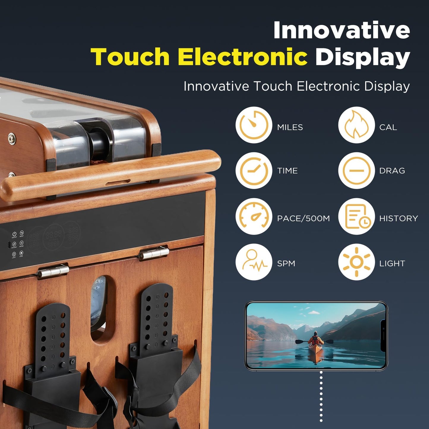 YODOLLA Water Rowing Machine Dual Resistance Drawer Rower