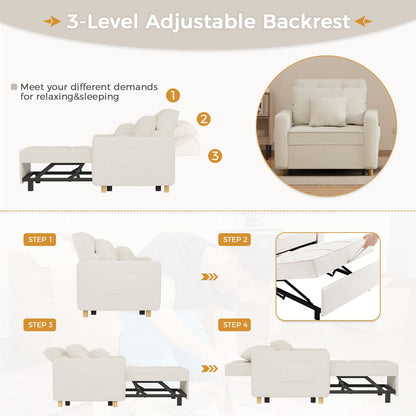 YODOLLA 36" Convertible Chair Bed, Teddy White