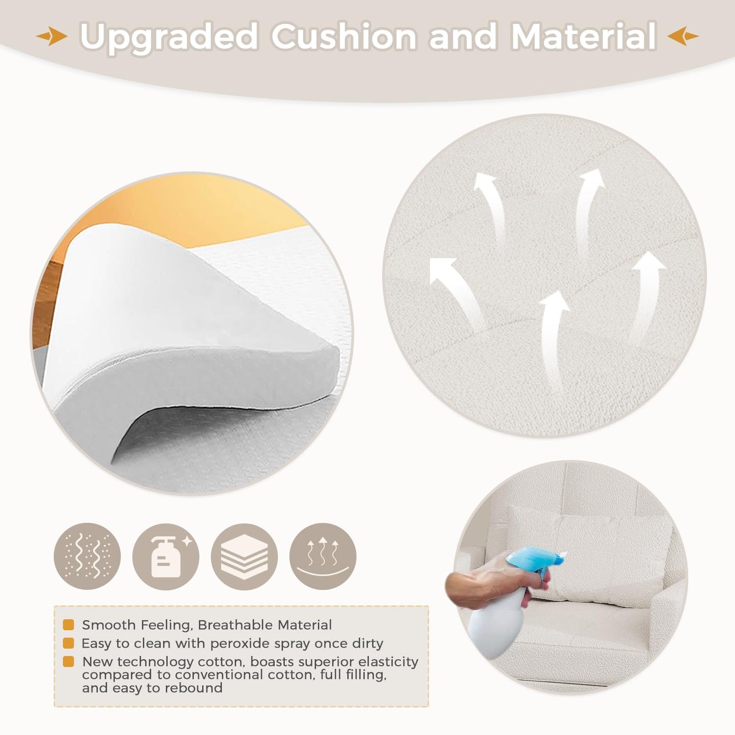 YODOLLA 36" Convertible Chair Bed, Teddy White