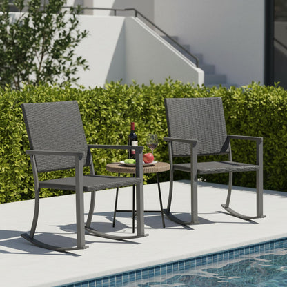 YODOLLA Outdoor Rattan Patio Chairs with Armrests and Metal Frame (2pcs)