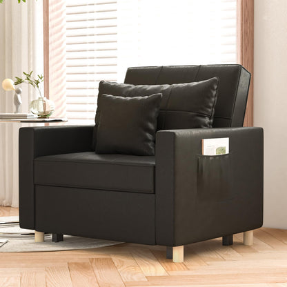 YODOLLA 36" Convertible Chair Bed, Black Leather