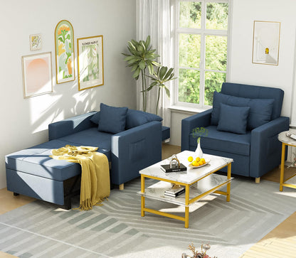 YODOLLA 36" Convertible Chair Bed, Blue