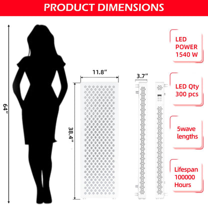 YODOLLA Red Light Therapy, 308 LEDs, 5 Wavelengths Red 660nm & Near Infrared 850nm Light Therapy Panel