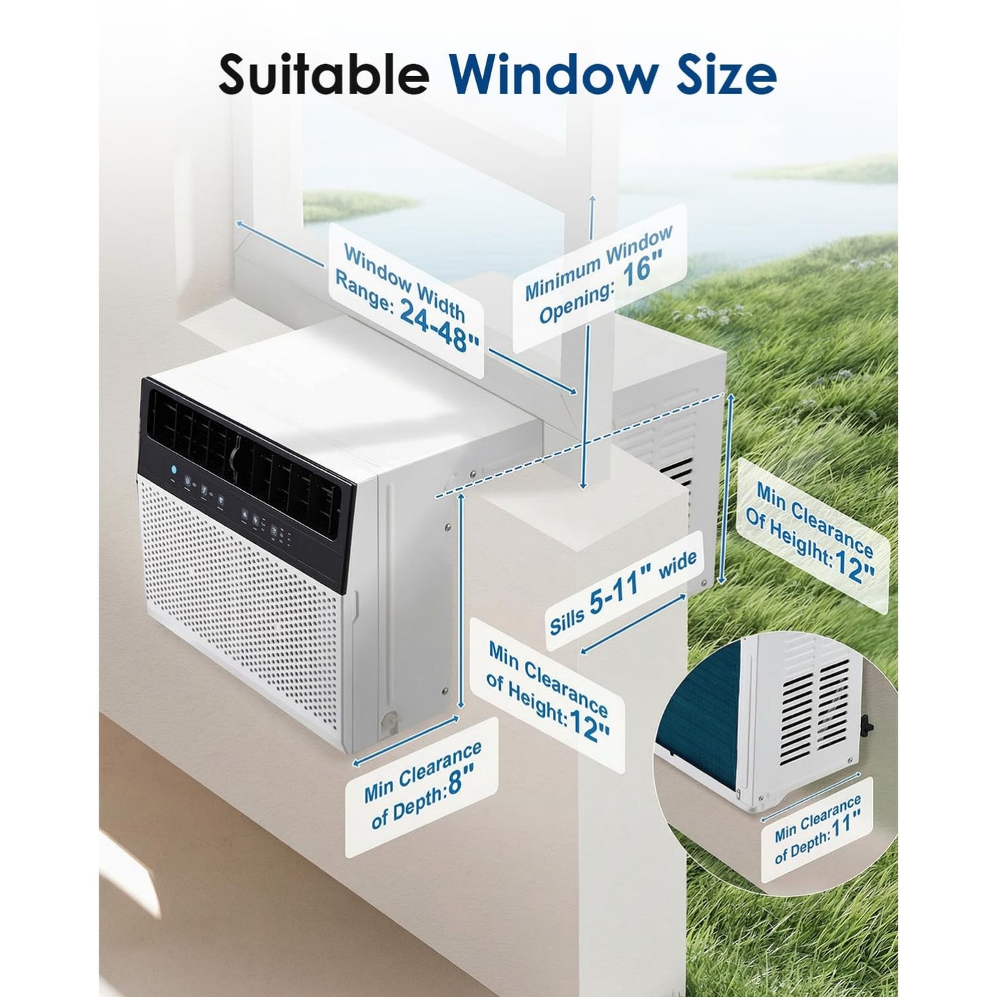 YODOLLA 10,000 BTU Window Air Conditioner U-Shaped AC Unit Ultra Quiet